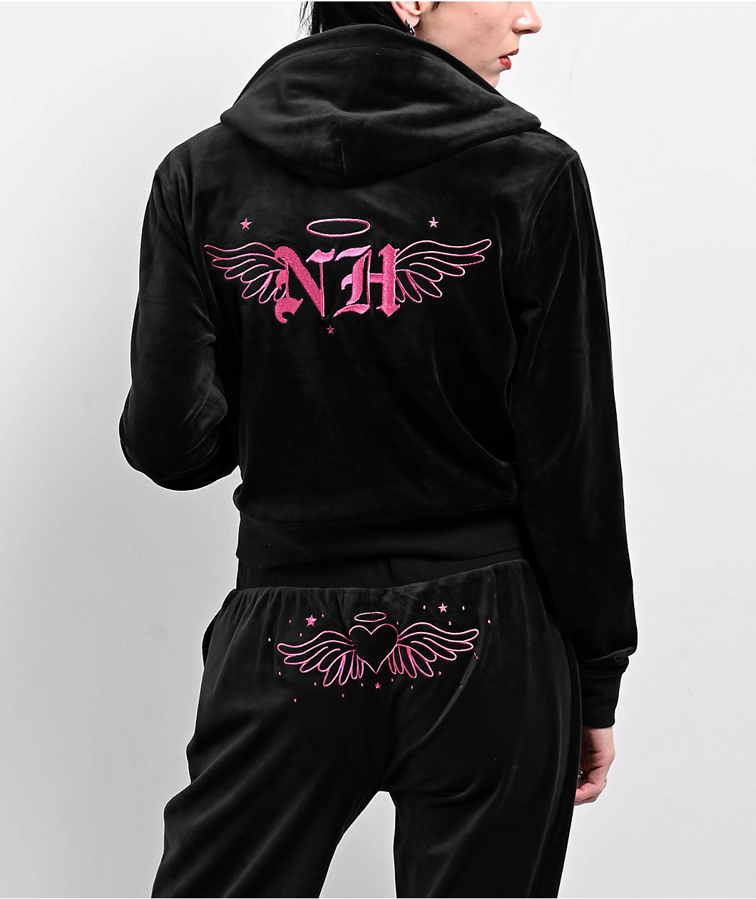 Ninth Hall Regina Caviar Velour Crop Zip Hoodie