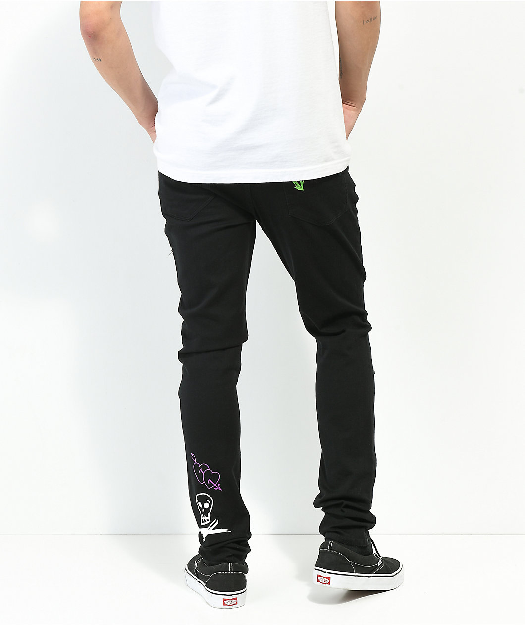 Ninth Hall Rogue Black Printed Skinny Jeans