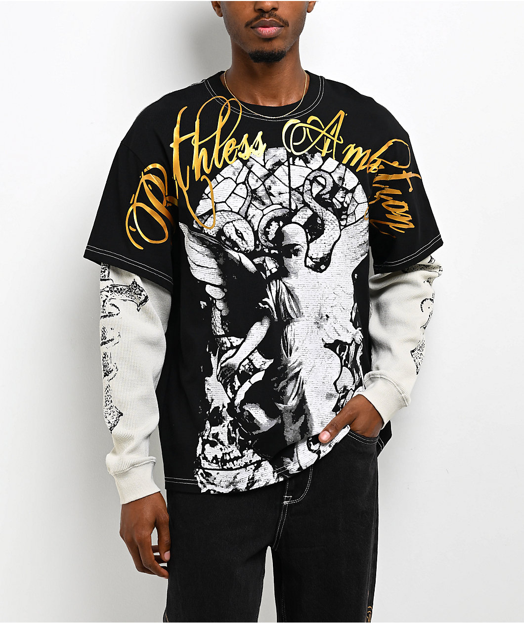 DGK Sacred Black & Natural 2fer Long Sleeve T-Shirt | Liberty Center