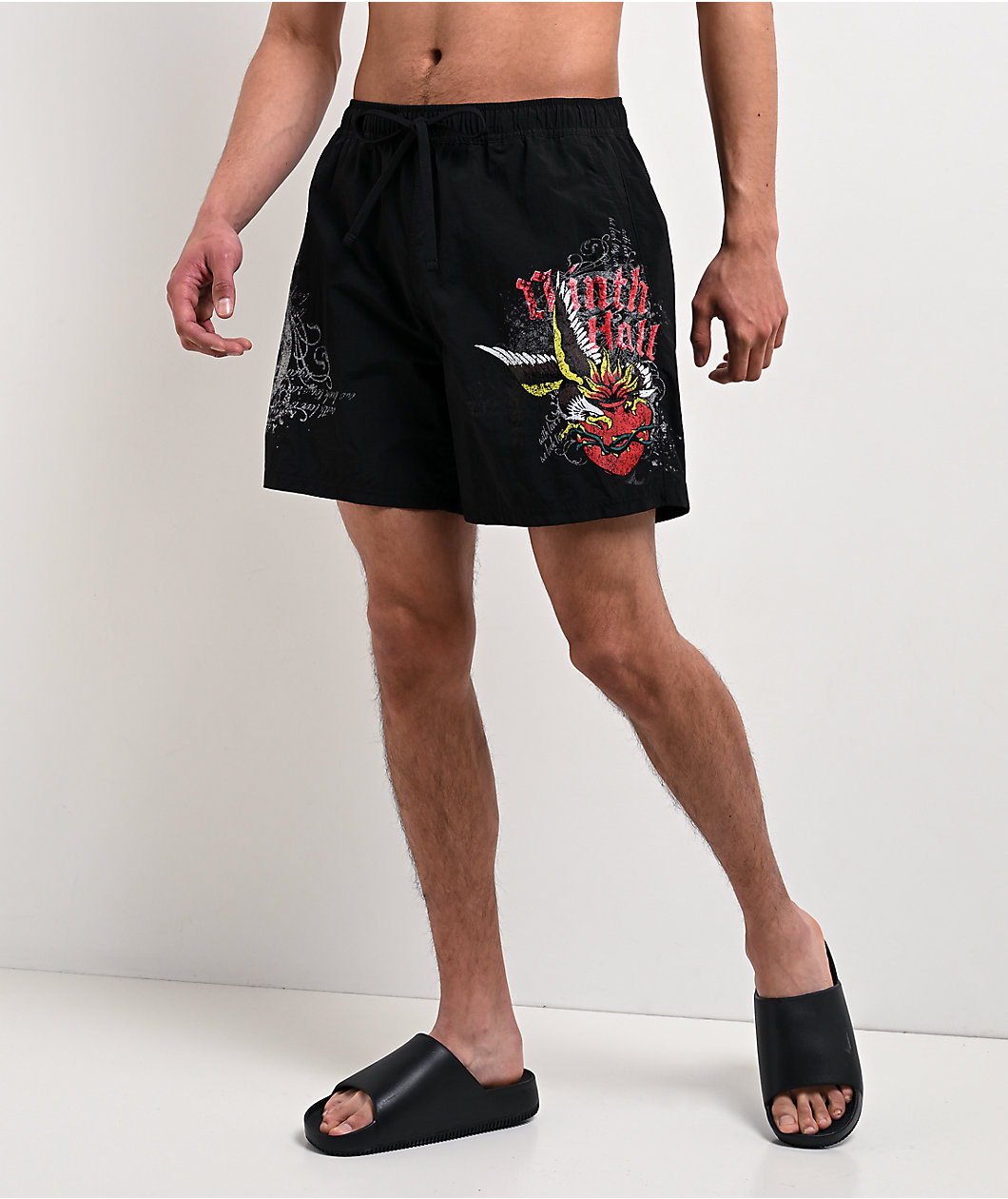 Ninth Hall Sacred Feather Black Board Shorts