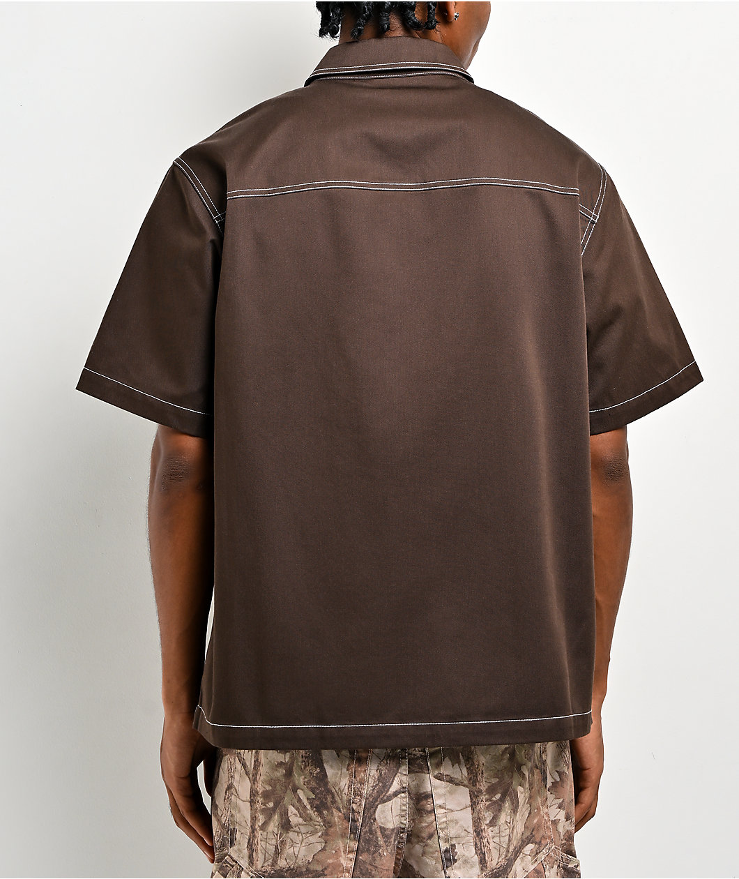 Ninth Hall Salvation Brown Zip Work Shirt