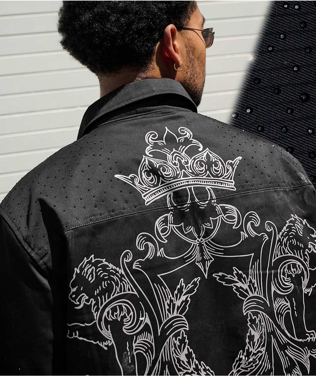 Ninth Hall Salvation Rhinestone Black Boxy Work Shirt