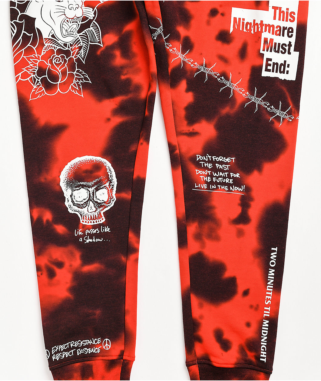 Ninth Hall Scribbles Red & Black Tie Dye Jogger Sweatpants