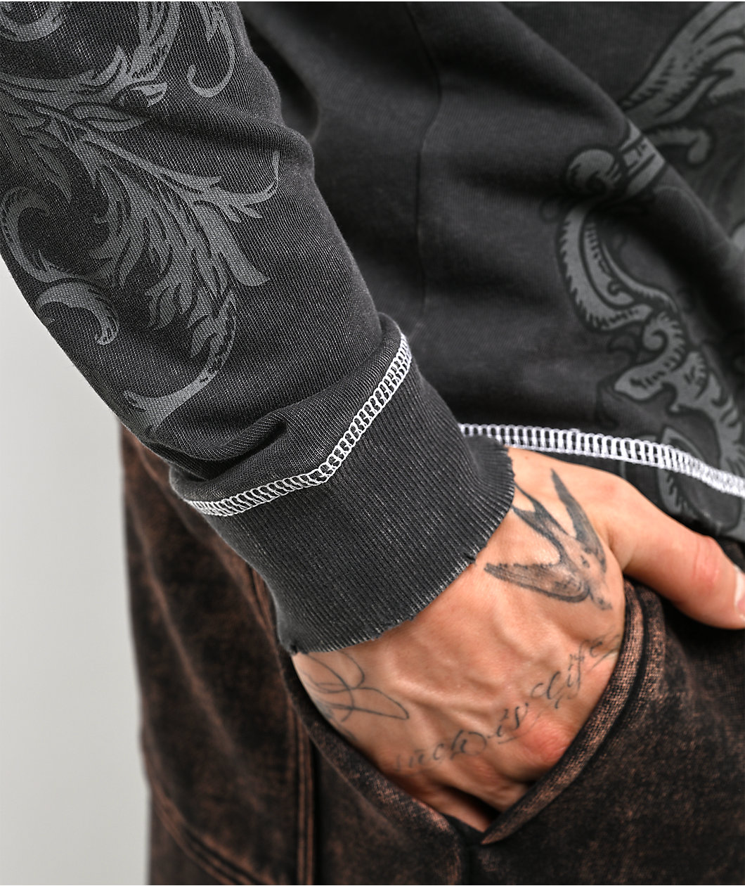 Ninth Hall Second Coming Black Wash Long Sleeve T-Shirt
