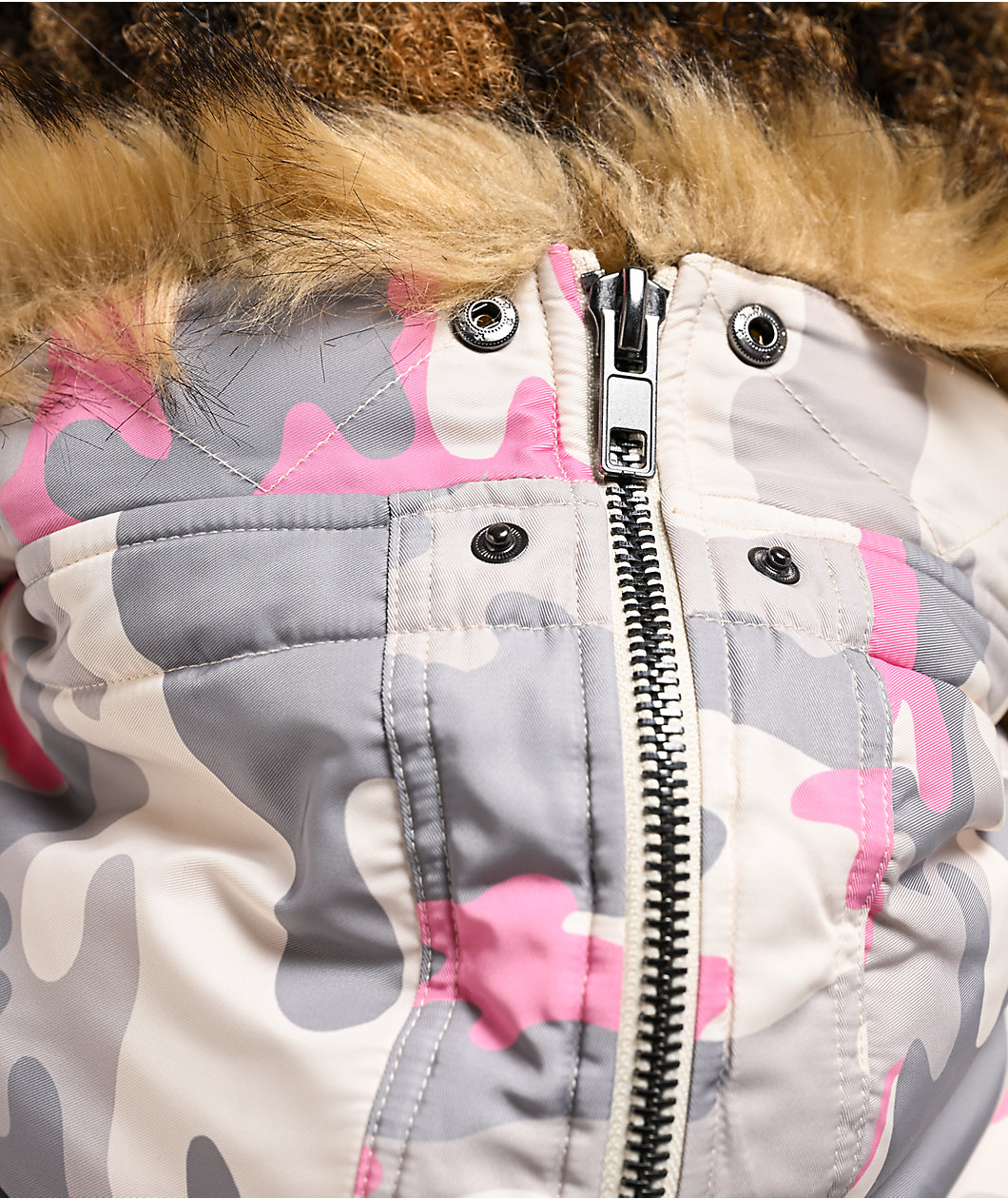 Ninth Hall Shayla Pink Camo Crop Zip Jacket