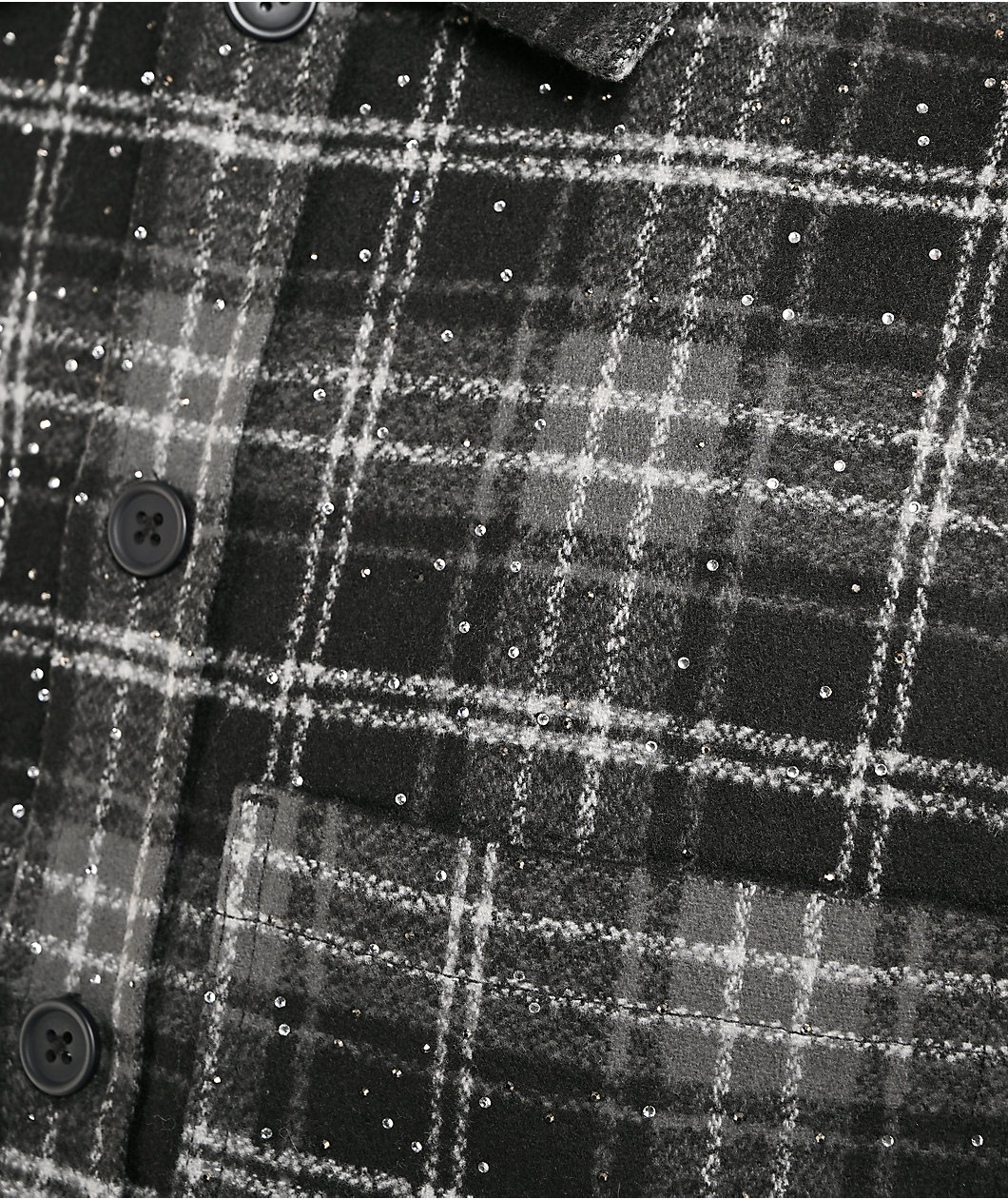 Ninth Hall Solitaire Rhinestone Black & Grey Flannel Shirt