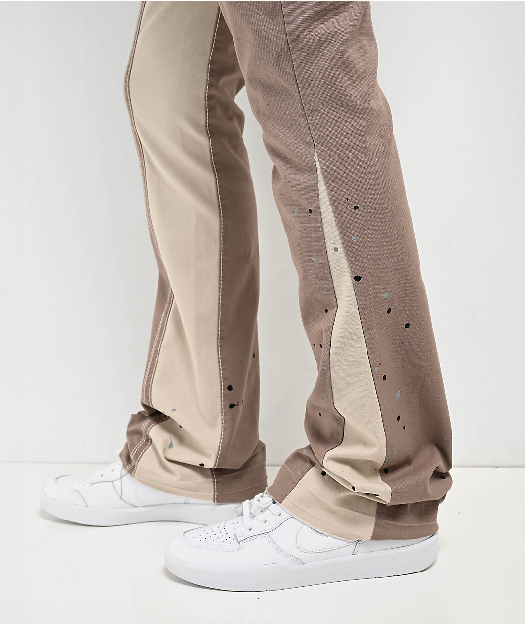 Ninth Hall Stack Flare Utility Khaki & Tan Jeans