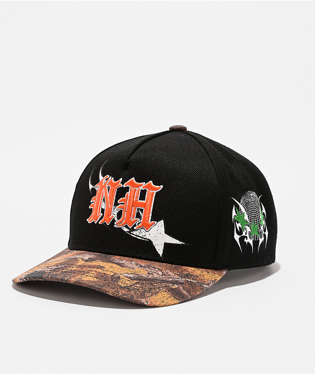 Ninth Hall Star A-Frame Black & Camo Snapback Hat