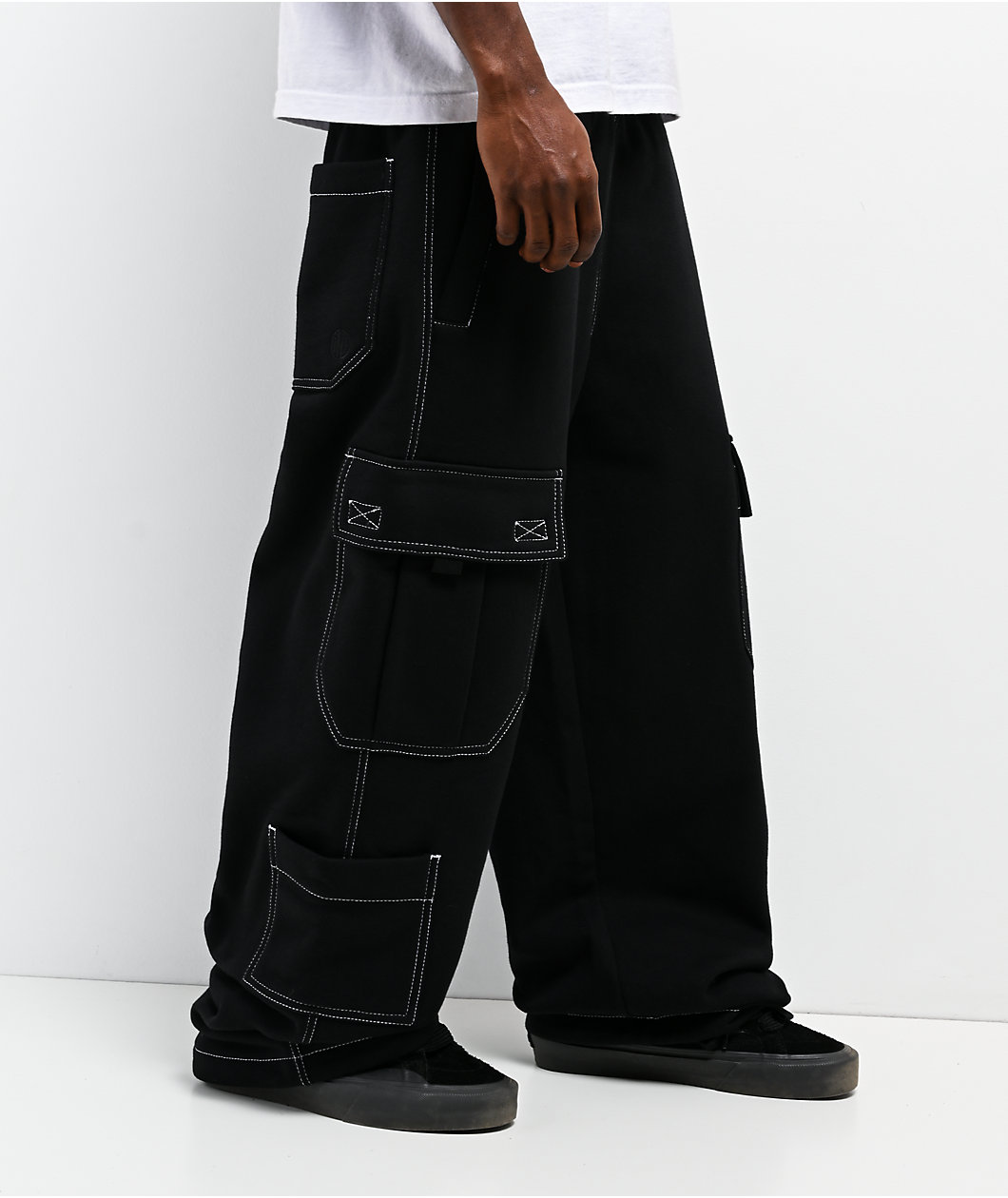 Ninth Hall Stash Black Baggy Cargo Sweatpants