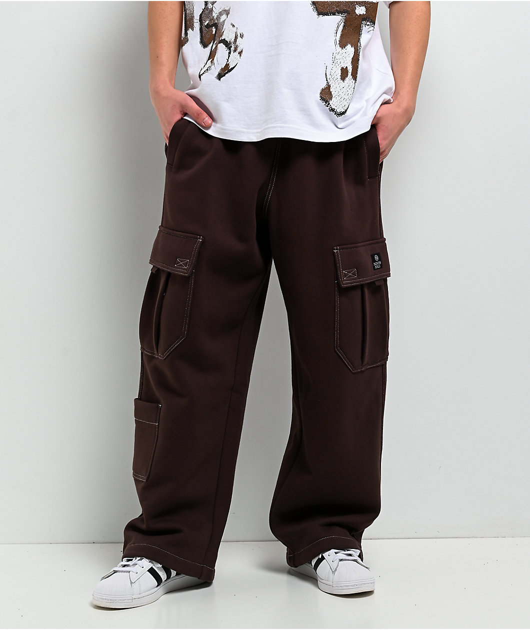 Ninth Hall Stash Brown Baggy Cargo Sweatpants