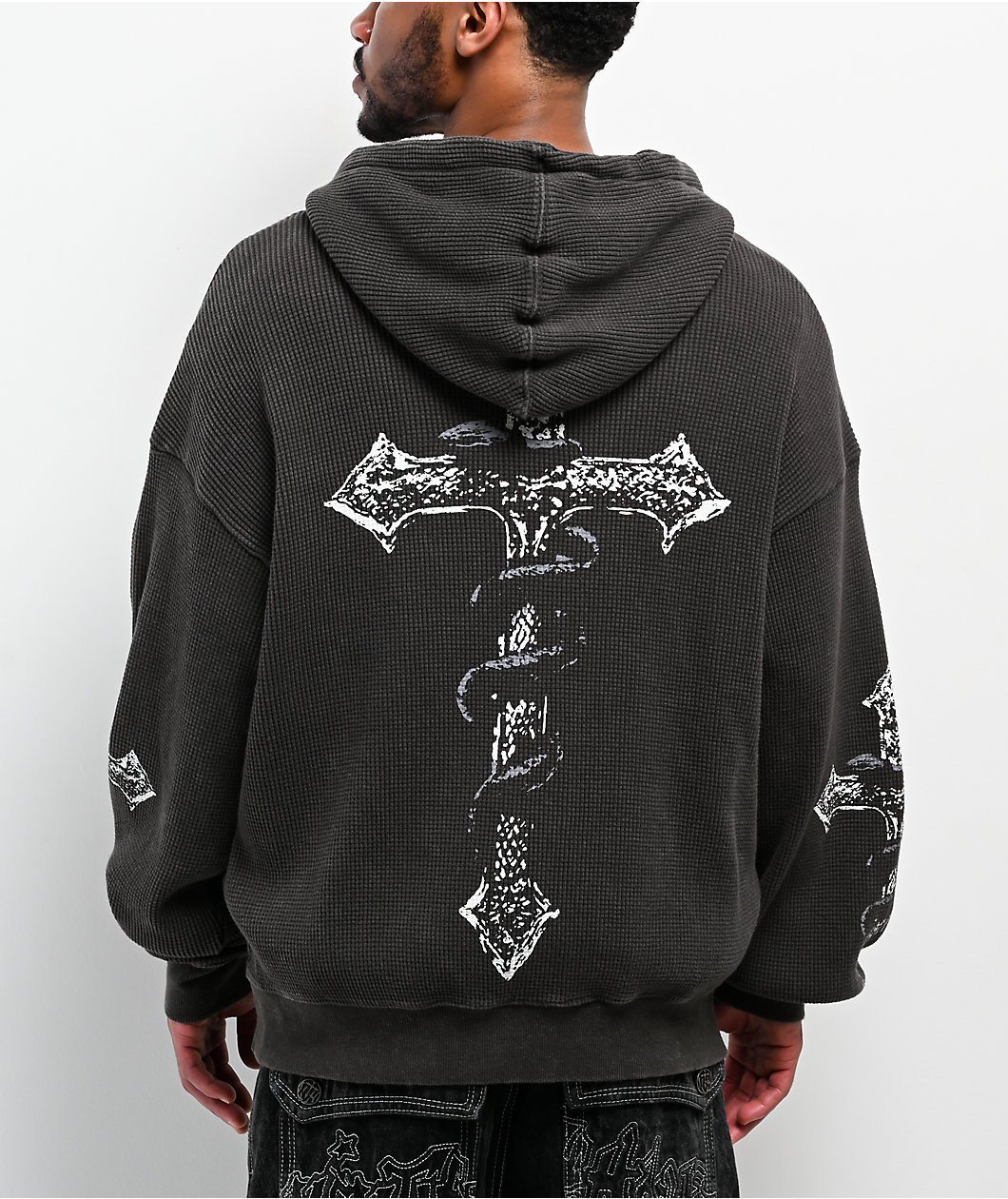 Ninth Hall Stone Black Thermal Zip Hoodie