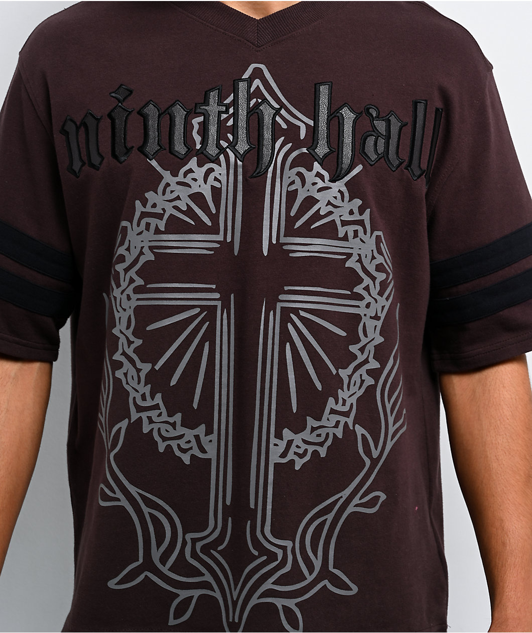 Ninth Hall Street Team Jersey Brown V-Neck T-Shirt