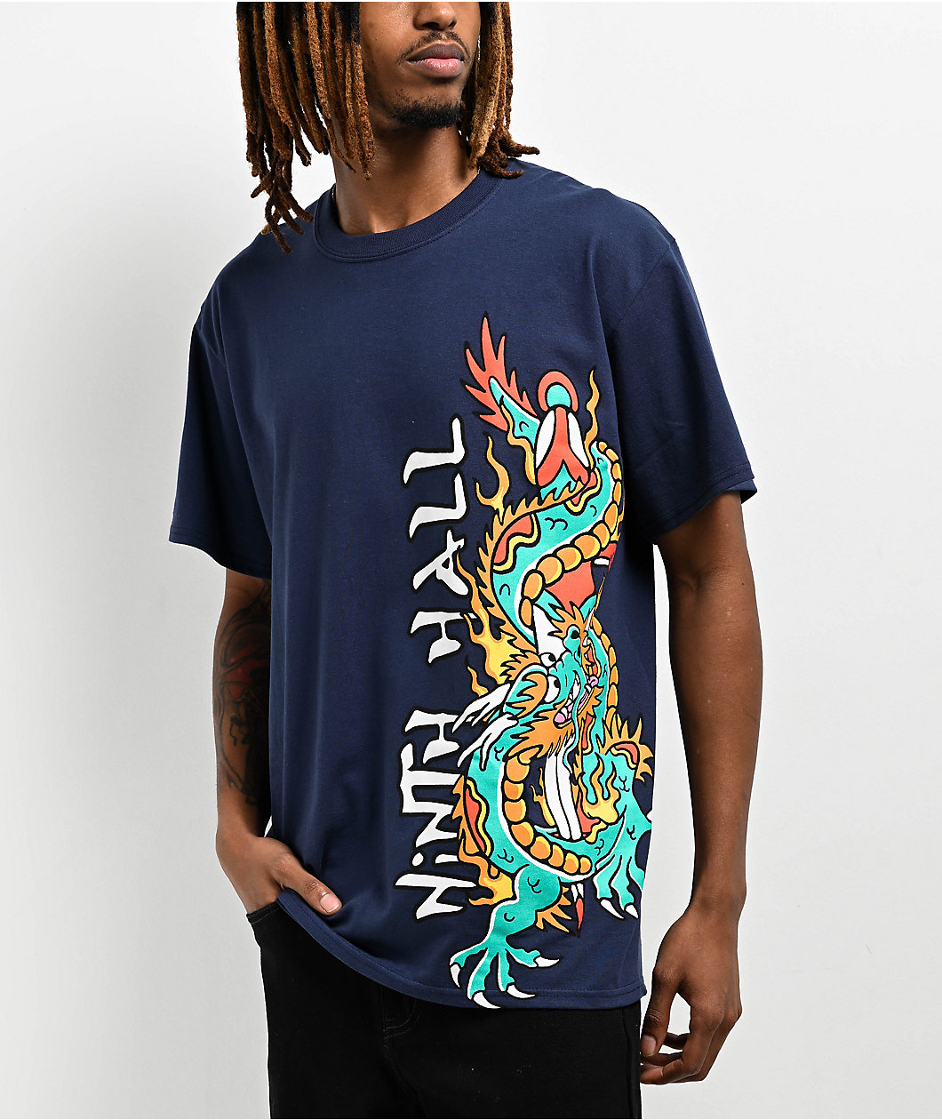 Ninth Hall Sworded Dragon Navy T-Shirt