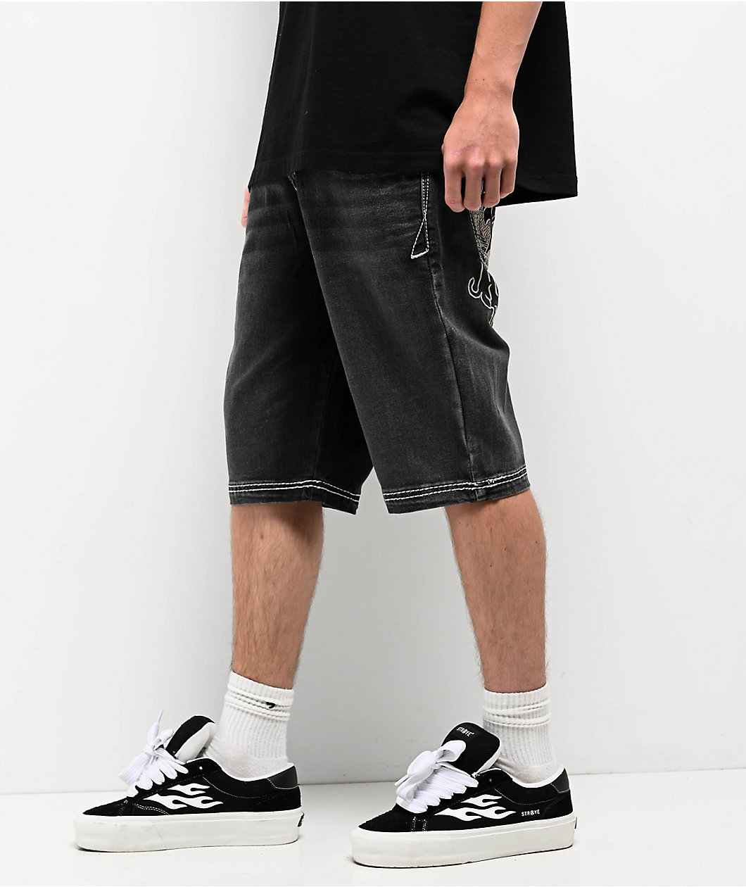 Ninth Hall Tout Slim Black Wash Denim Shorts