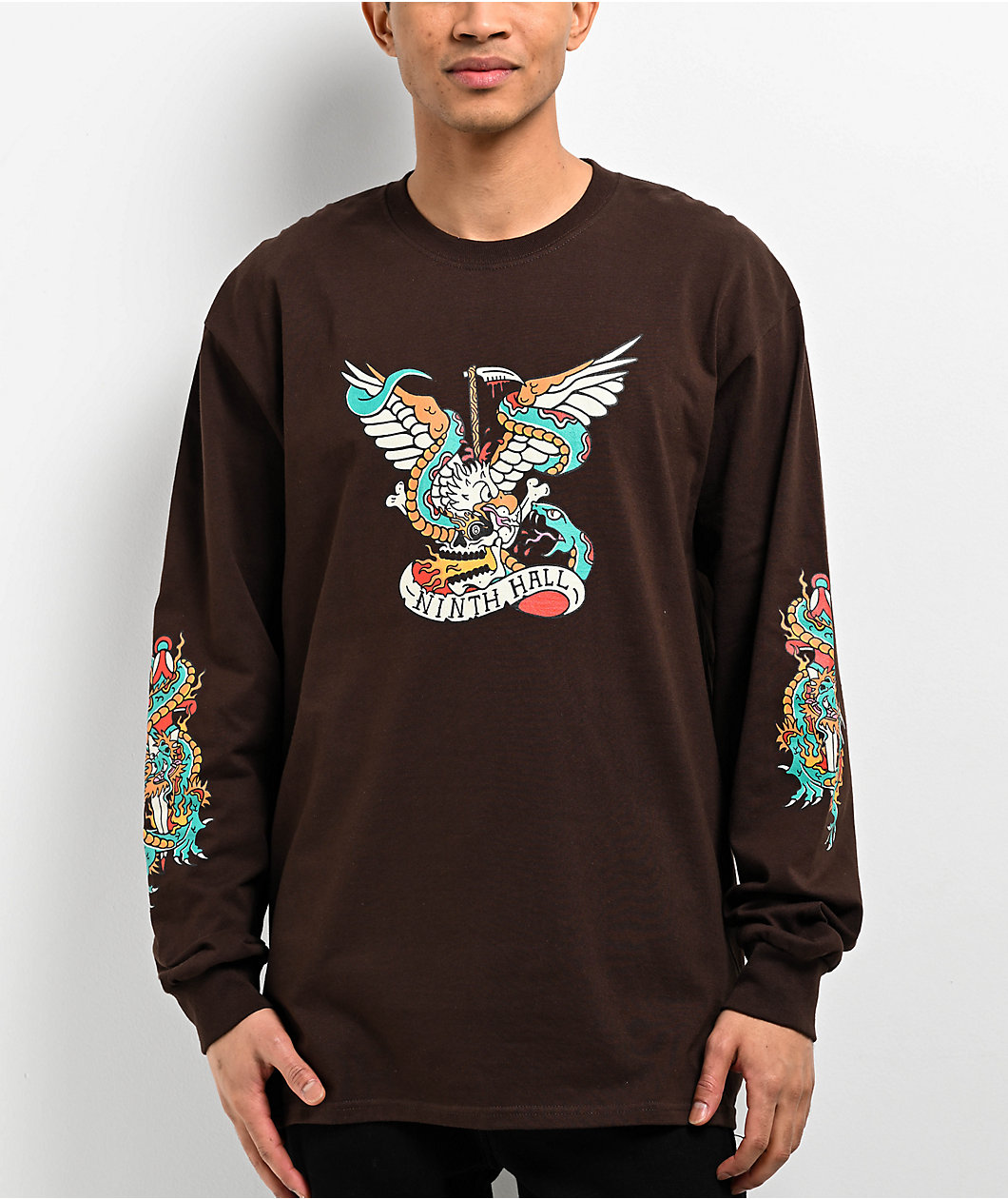 Ninth Hall Trad Tatts Brown Long Sleeve T-Shirt