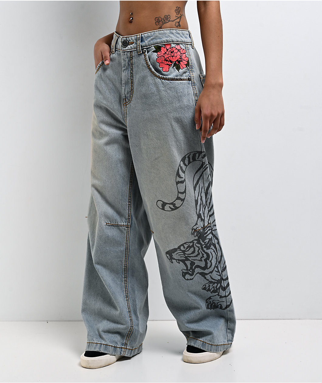 Ninth Hall Trina Growl Wide Leg Blue Wash Jeans