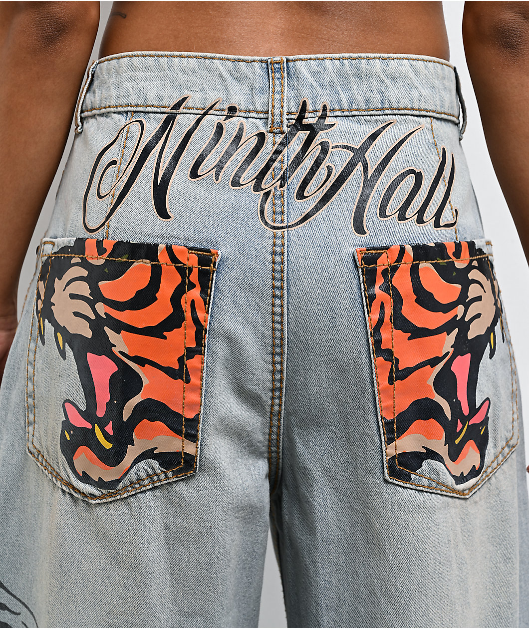 Ninth Hall Tringa Growl Wide Leg Blue Wash Jeans