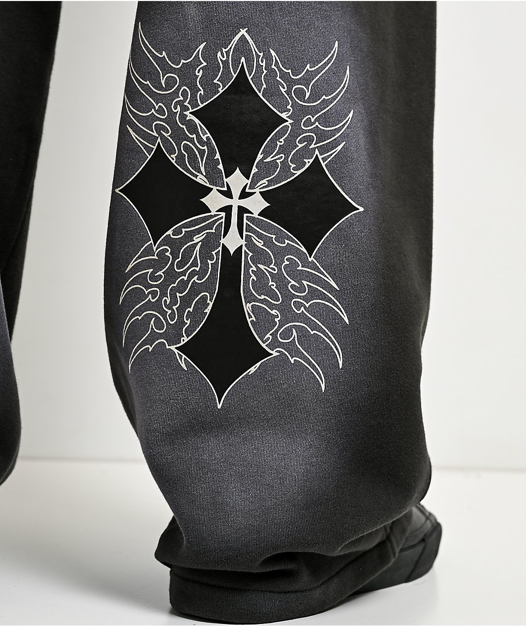 Ninth Hall Tucked Double Knee Grey Wash Baggy Sweatpants