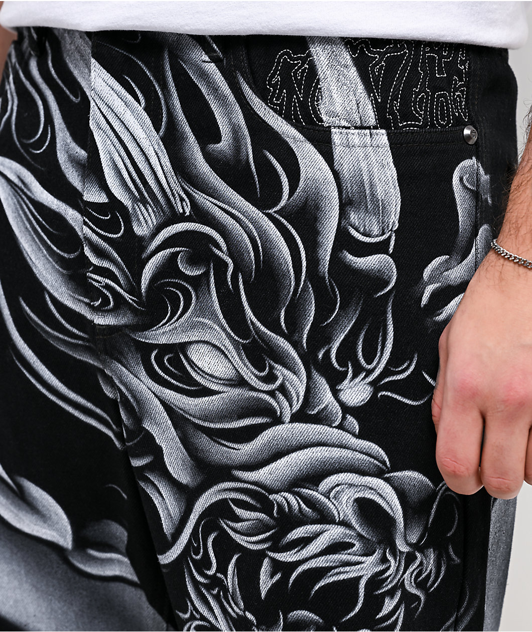 Ninth Hall Waylay Dragon Black Raw Denim Shorts