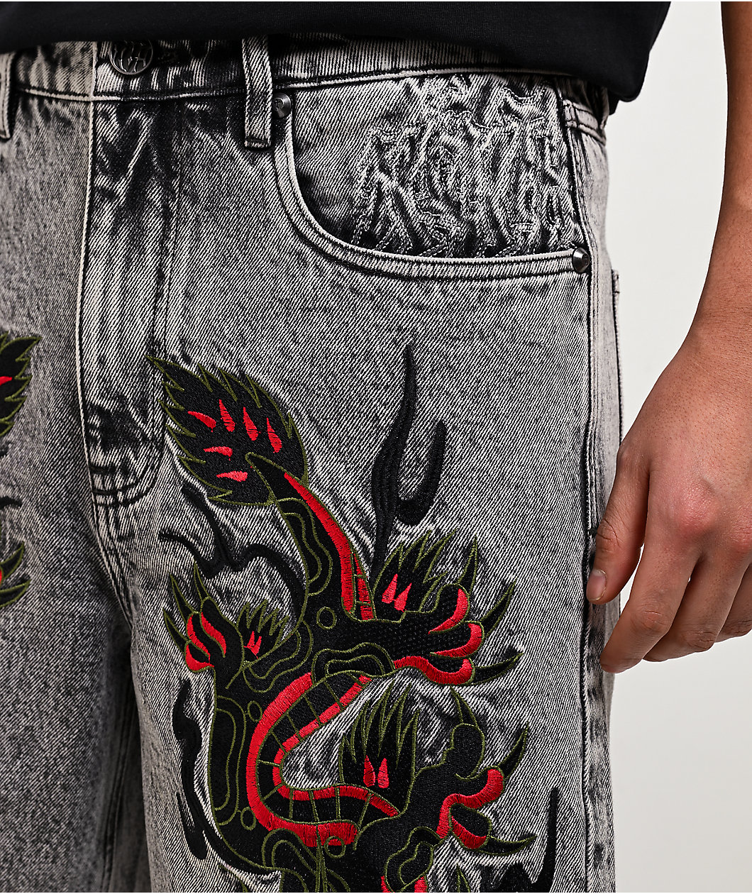 Ninth Hall Waylay Dragon Grey Wash Denim Shorts