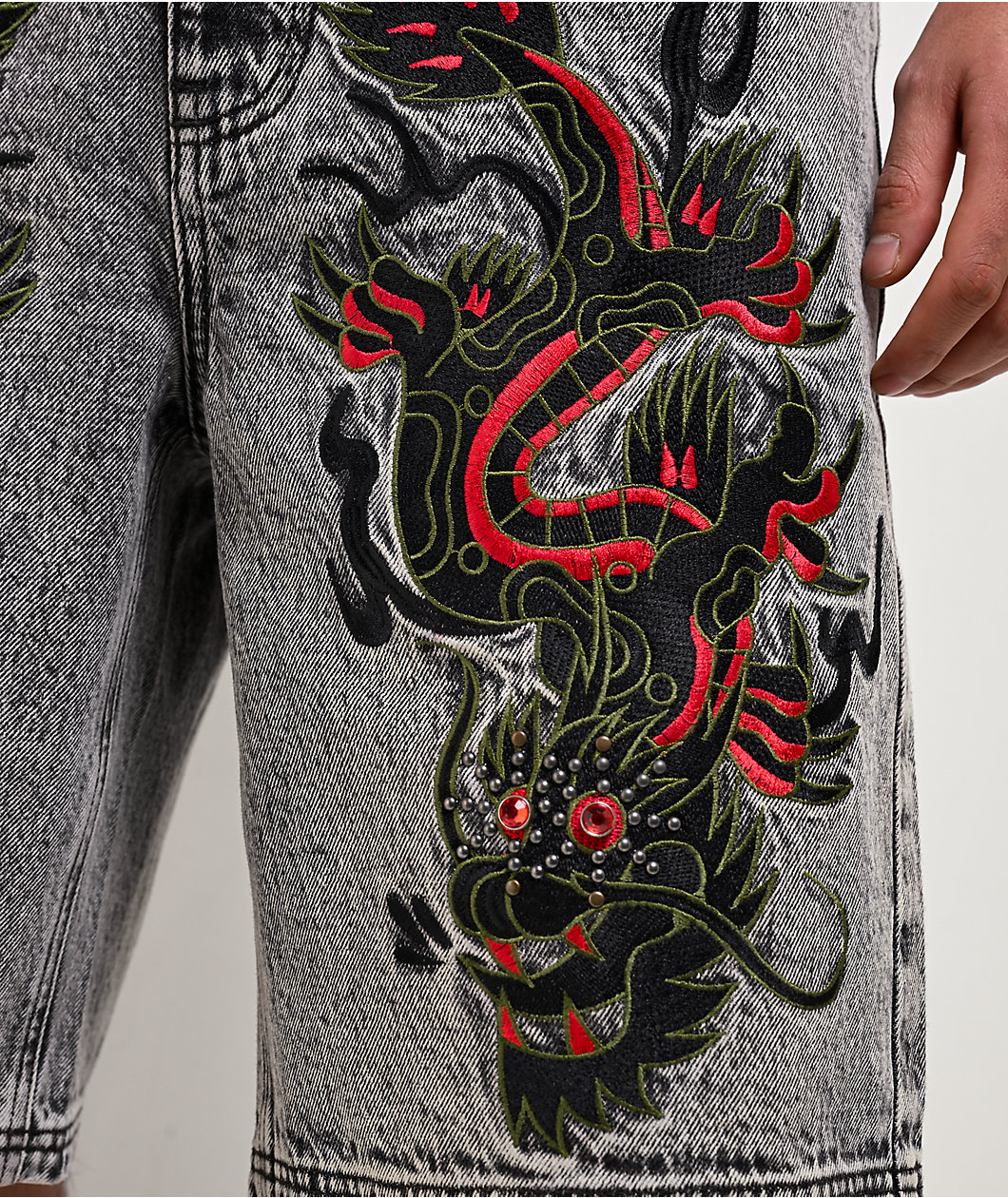 Ninth Hall Waylay Dragon Grey Wash Denim Shorts