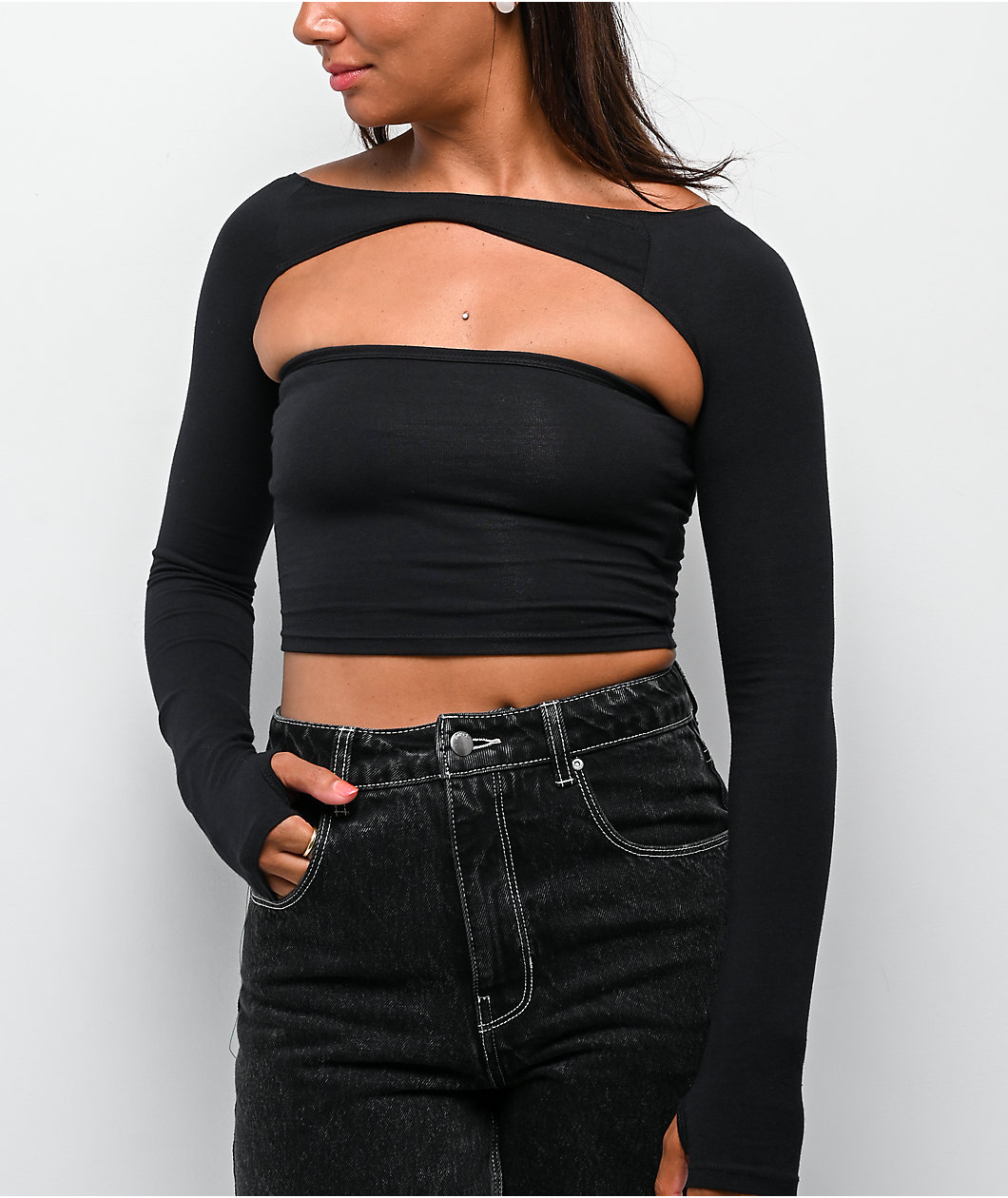Ninth Hall Winona Bolero Black Long Sleeve Shirt