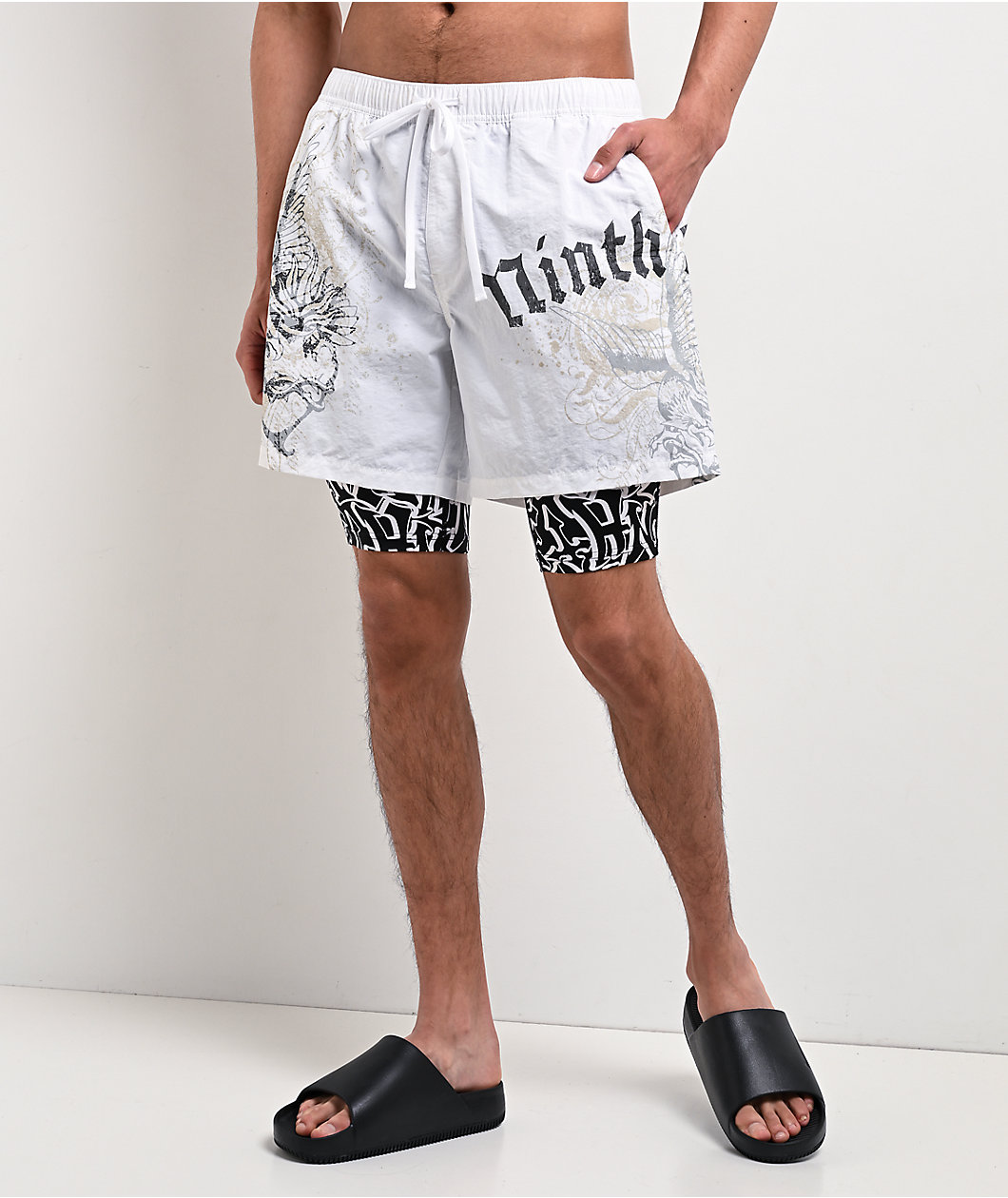 Ninth Hall Y2K Revival White Board Shorts