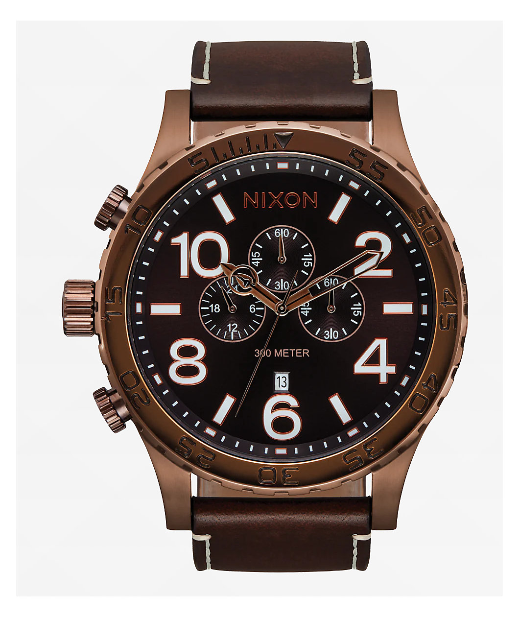 Nixon 51-30 Chrono Leather Chocolate & Dark Roast Analog Watch