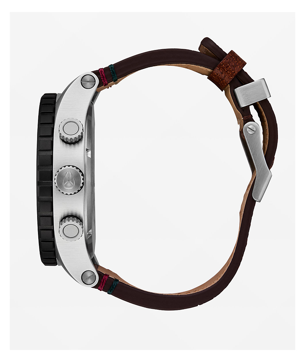 Nixon 51-30 Chrono Leather Silver, Rosewood & Chocolate Analog Watch