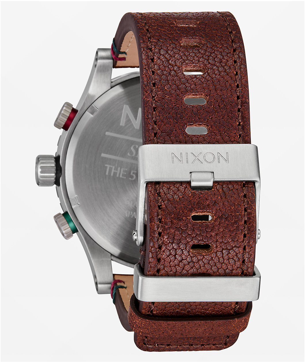 Nixon 51-30 Chrono Leather Silver, Rosewood & Chocolate Analog Watch