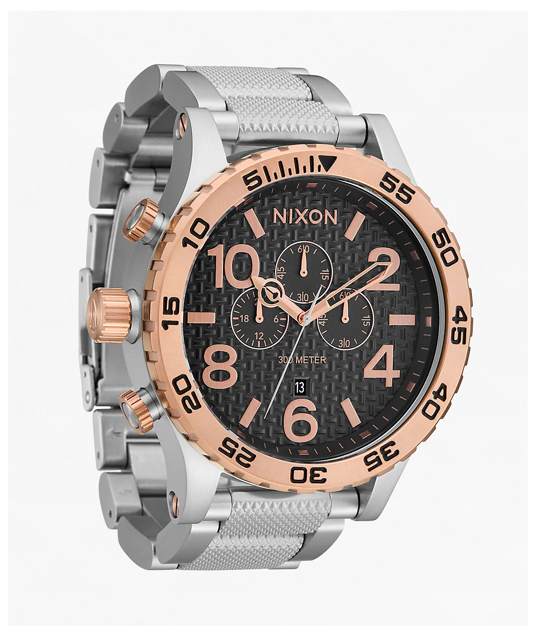 Nixon 51-30 Chrono Silver, Rose Gold & Black Analog Watch