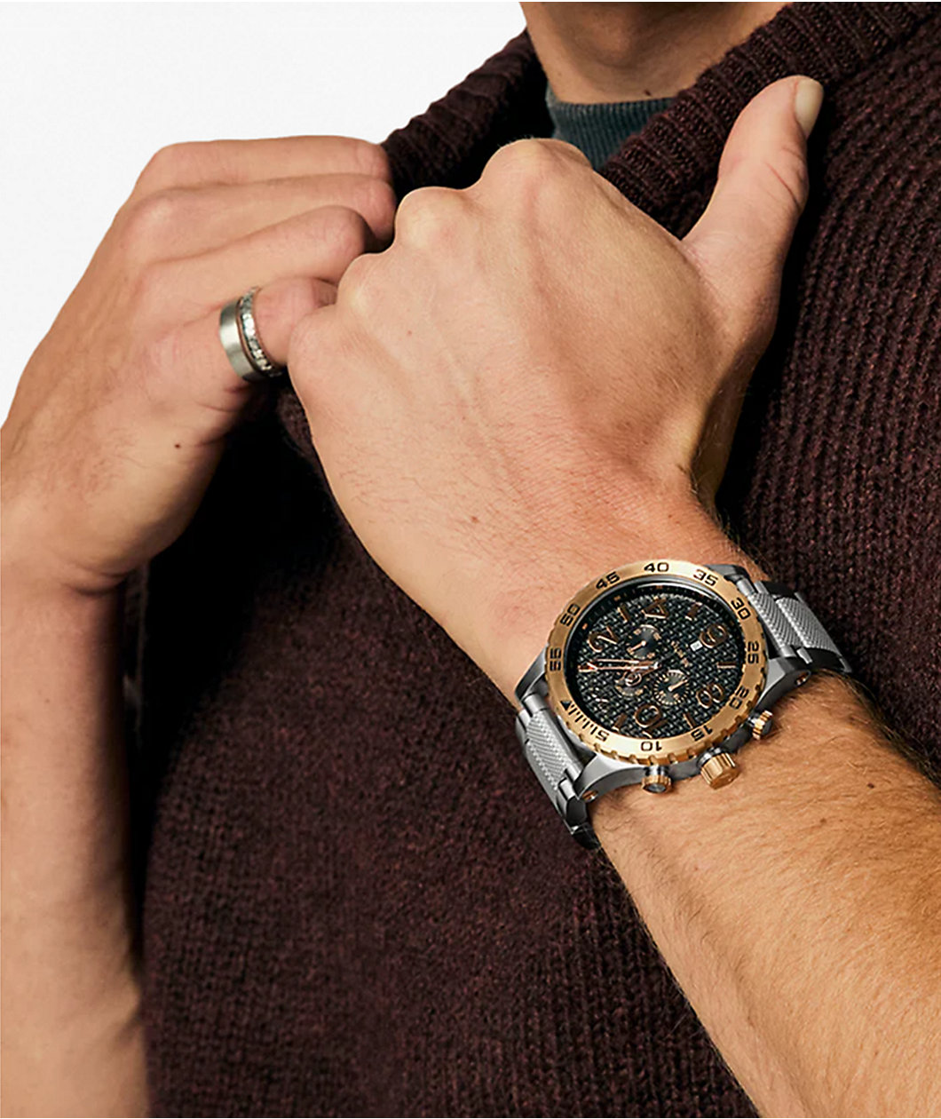 Nixon 51-30 Chrono Silver, Rose Gold & Black Analog Watch