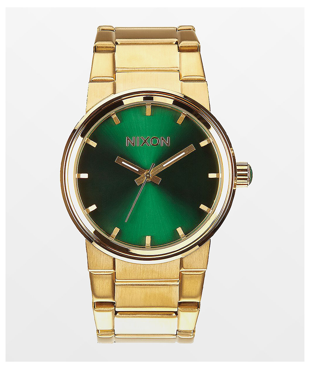 Nixon Cannon Gold & Green Sunray Analog Watch