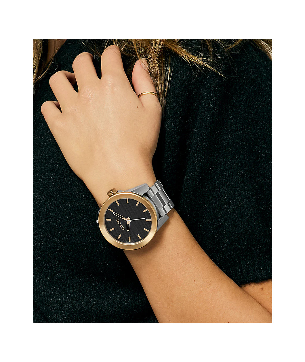 Nixon Corporal Silver, Rose Gold & Black Analog Watch