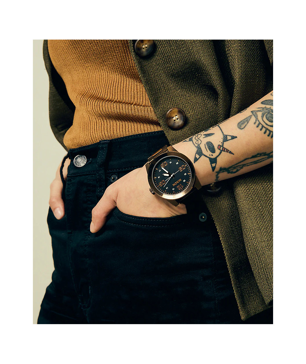 Nixon Corporal Stainless Steel Chocolate & Dark Roast Analog Watch