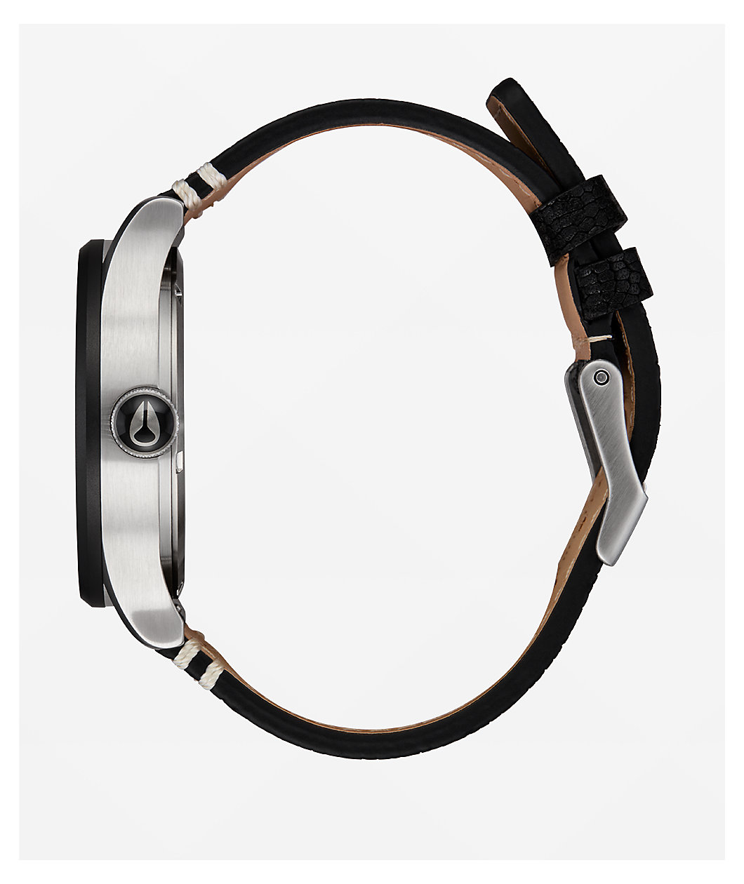 Nixon Sentry Leather Silver, Rosewood & Black Analog Watch
