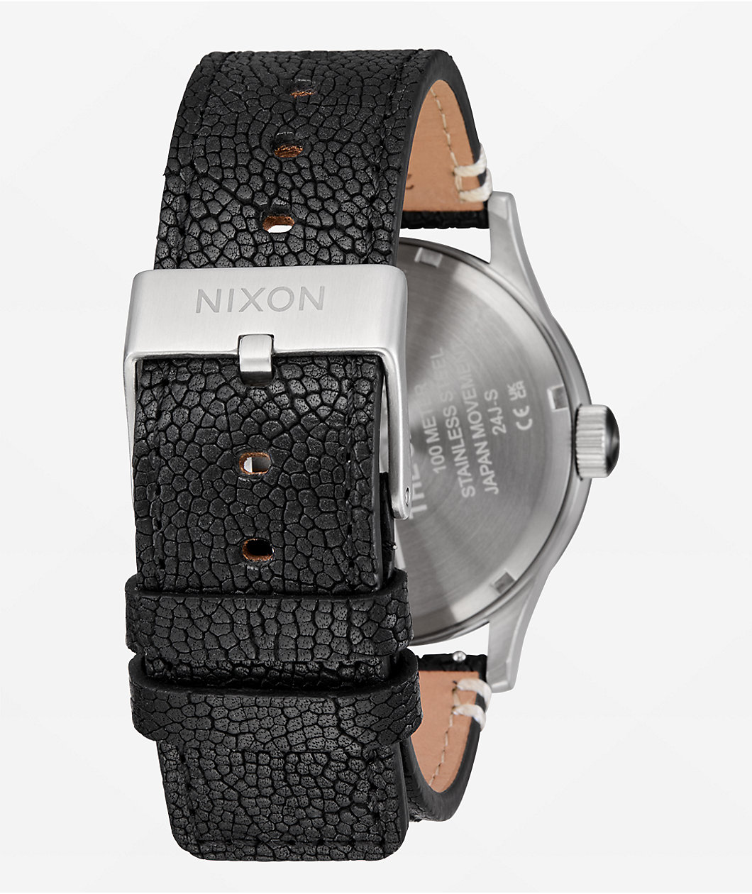 Nixon Sentry Leather Silver, Rosewood & Black Analog Watch