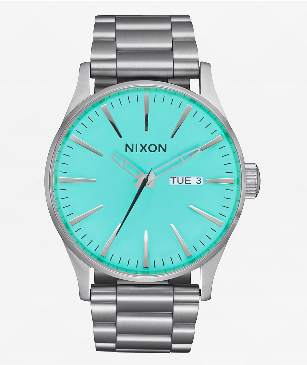 Nixon Sentry Silver & Turquoise Analog Watch