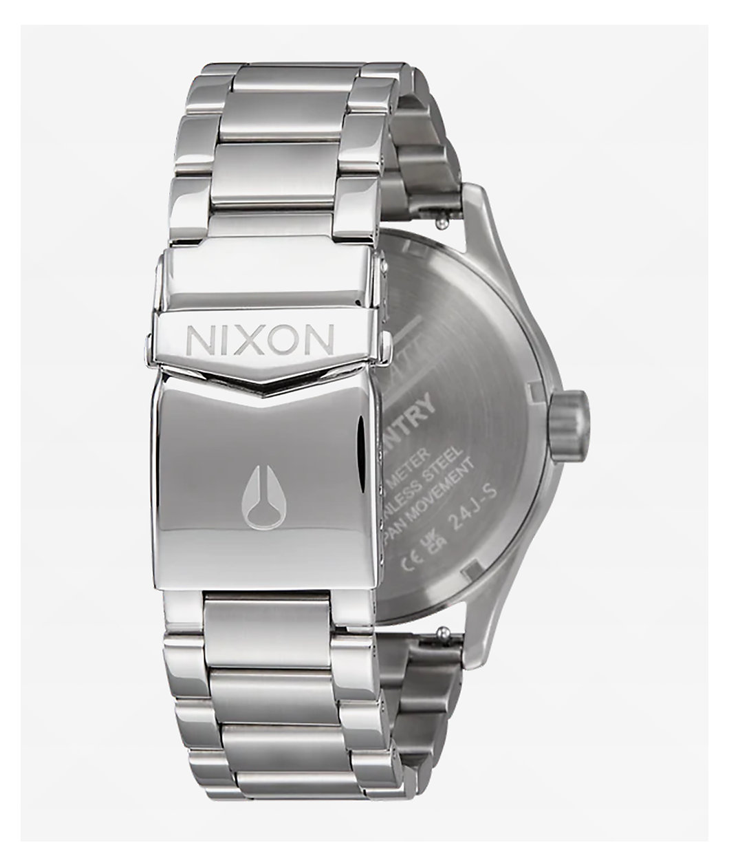 Nixon Sentry Stainless Steel Silver & Coral Analog Watch