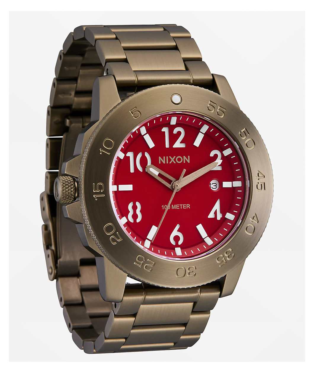 Nixon Smyth 44 Khaki & Red Analog Watch