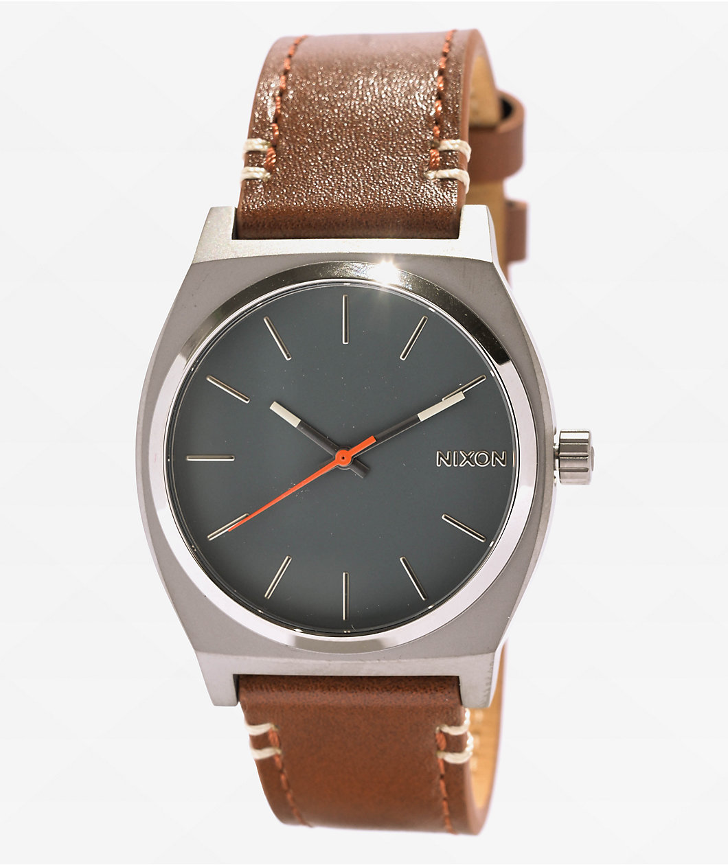 Nixon Time Teller Leather Light Gunmetal, Basalt & Sienna Analog Watch