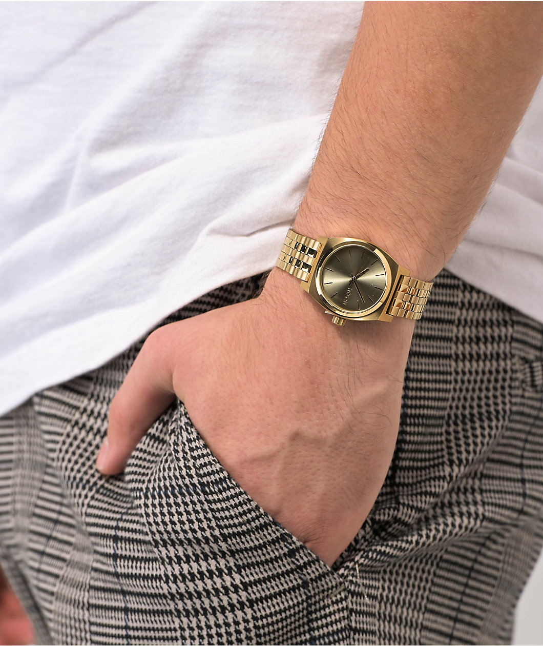 Nixon Time Teller Medium Light Gold & Vintage White Analog Watch