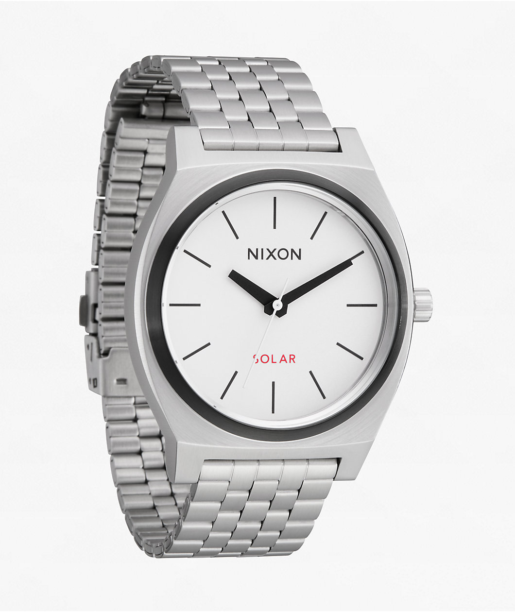 Nixon Time Teller Solar Silver & White Lume Analog Watch