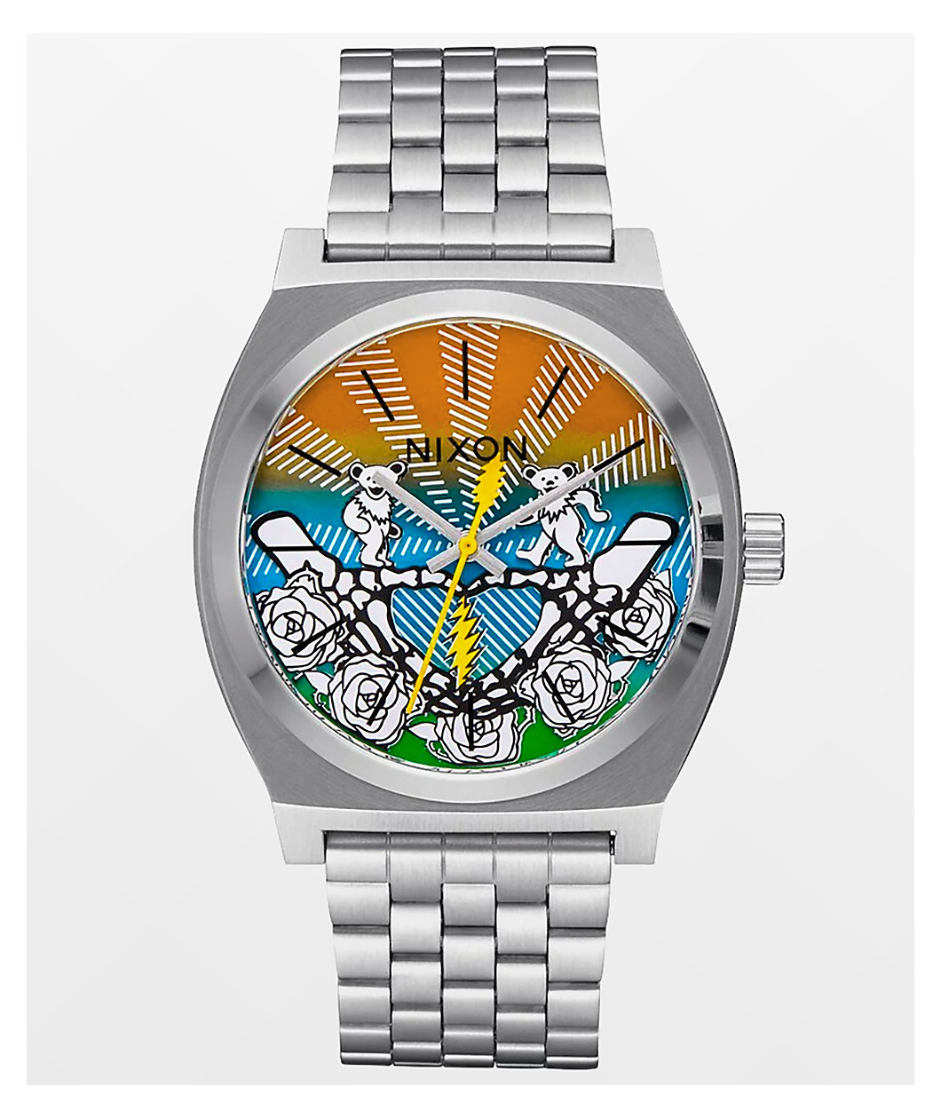 Nixon x The Grateful Dead Time Teller Bears & Roses Silver Analog Watch