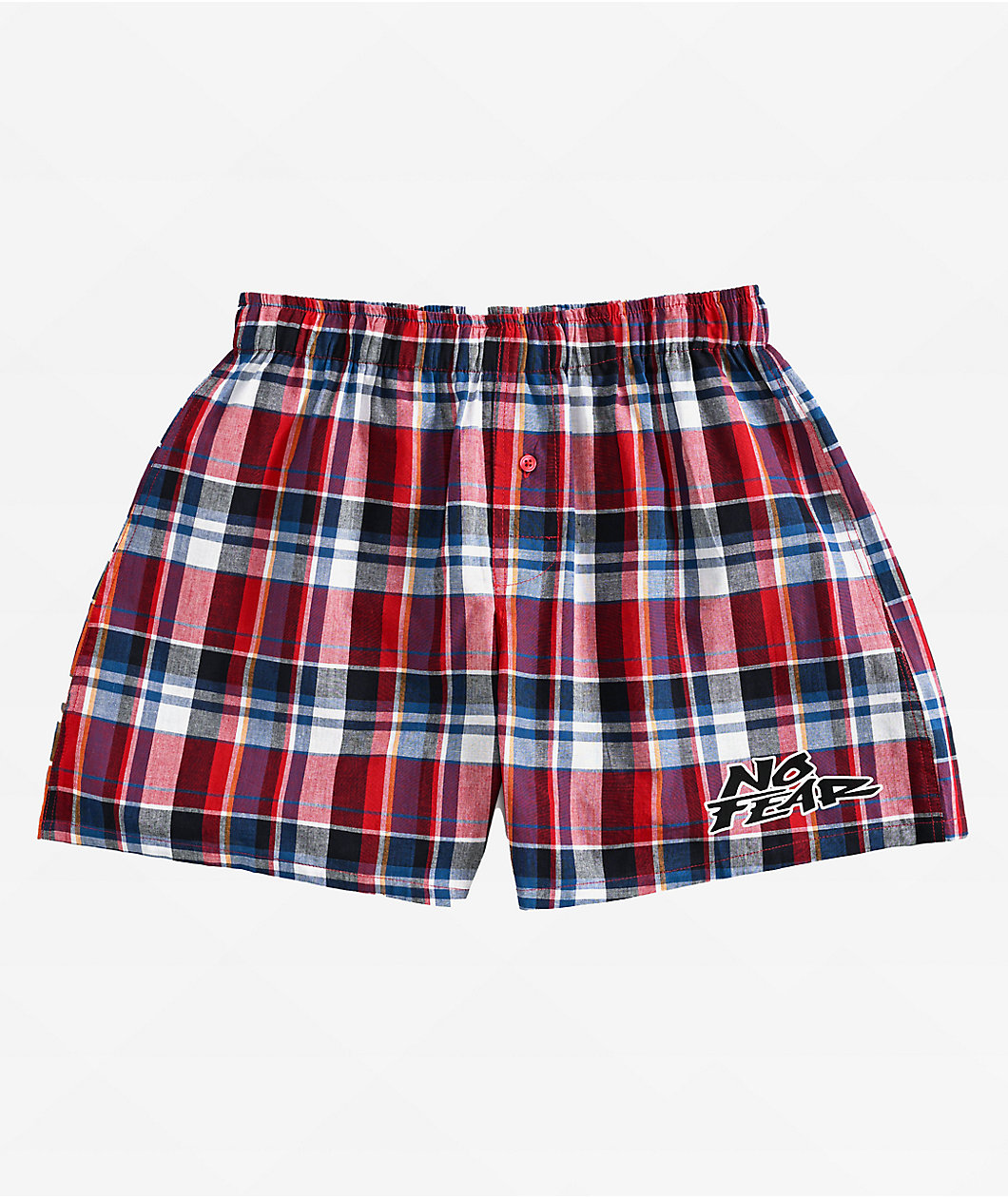 No Fear Logo Red Plaid Boxers