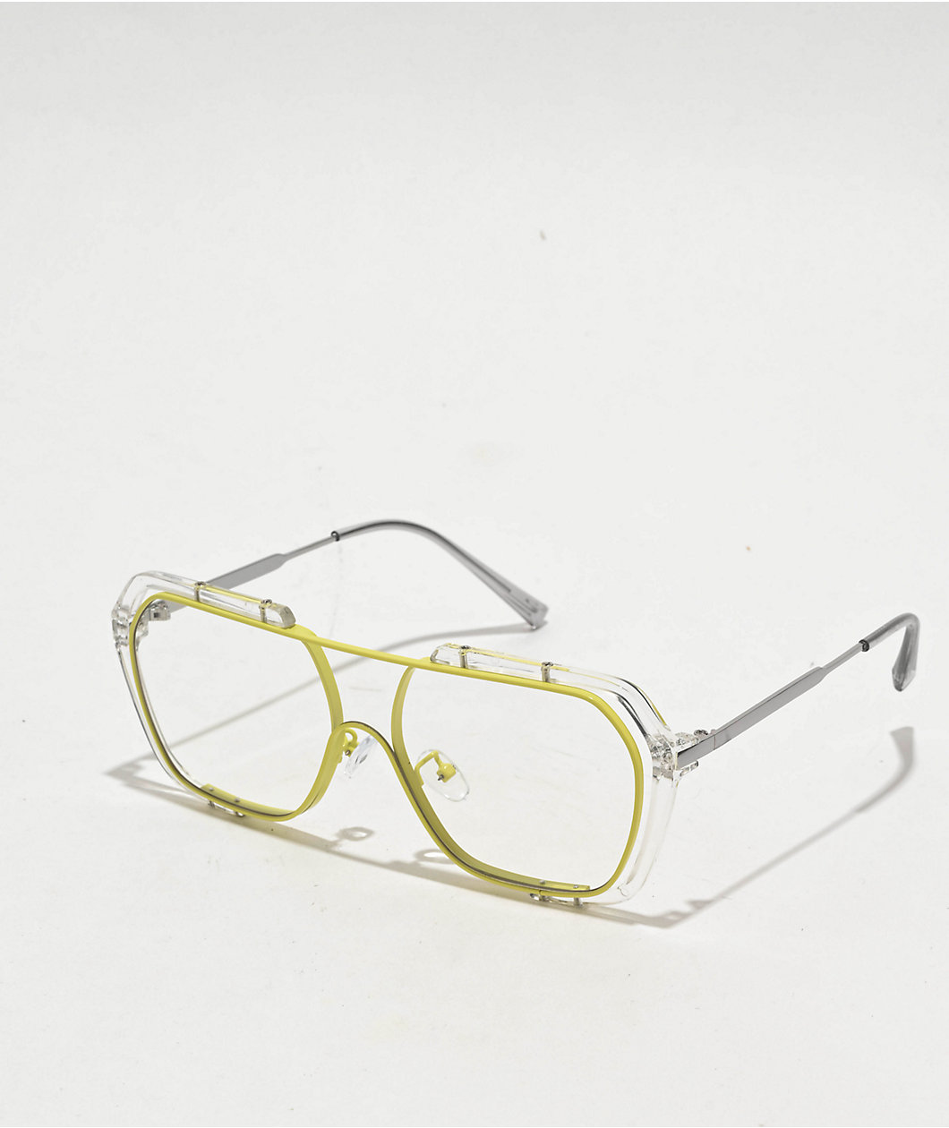 Nort Pretenders Clear & Yellow Square Glasses