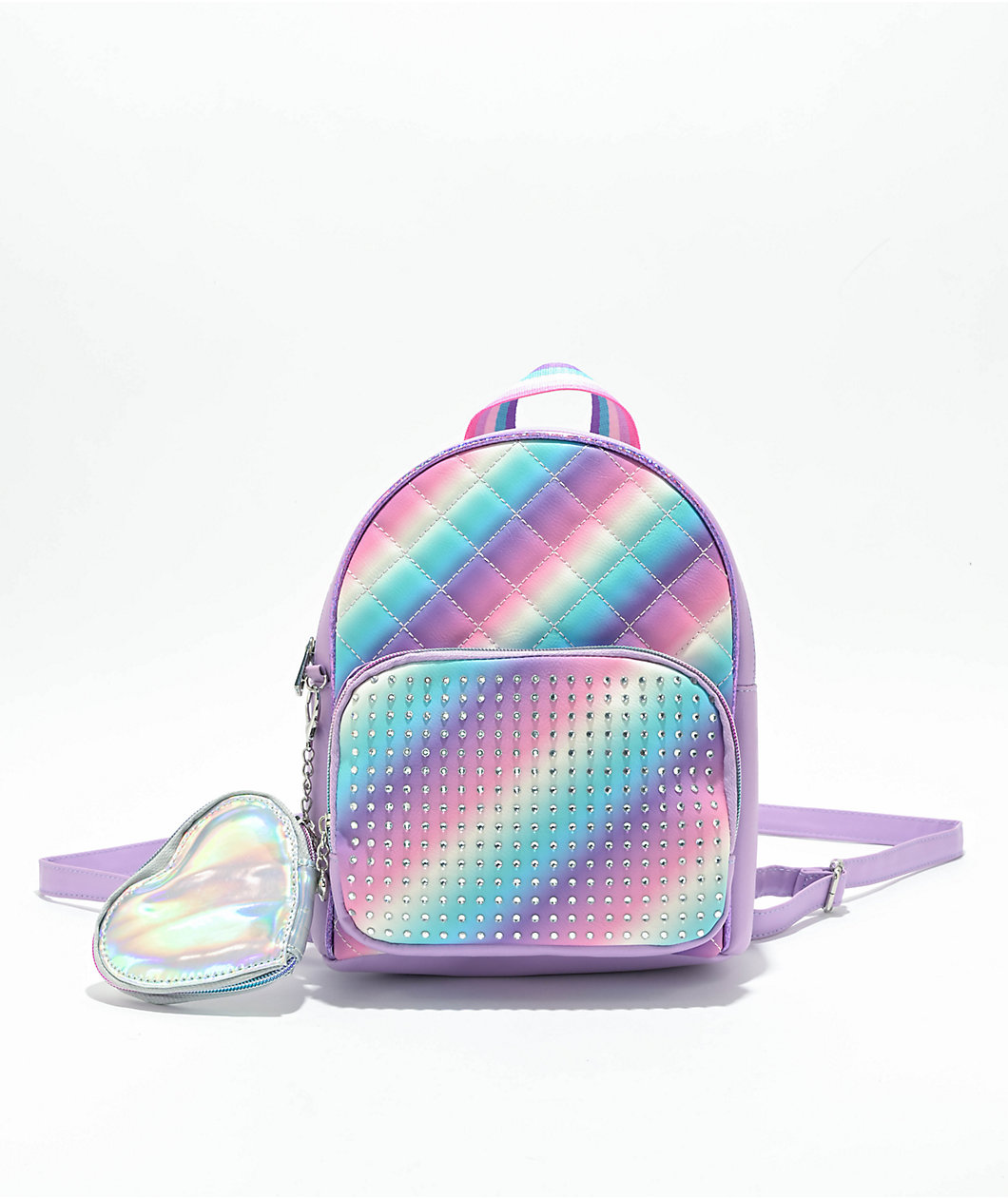 OMG Accessories Rhinestone Quilted Ombre Mini Backpack