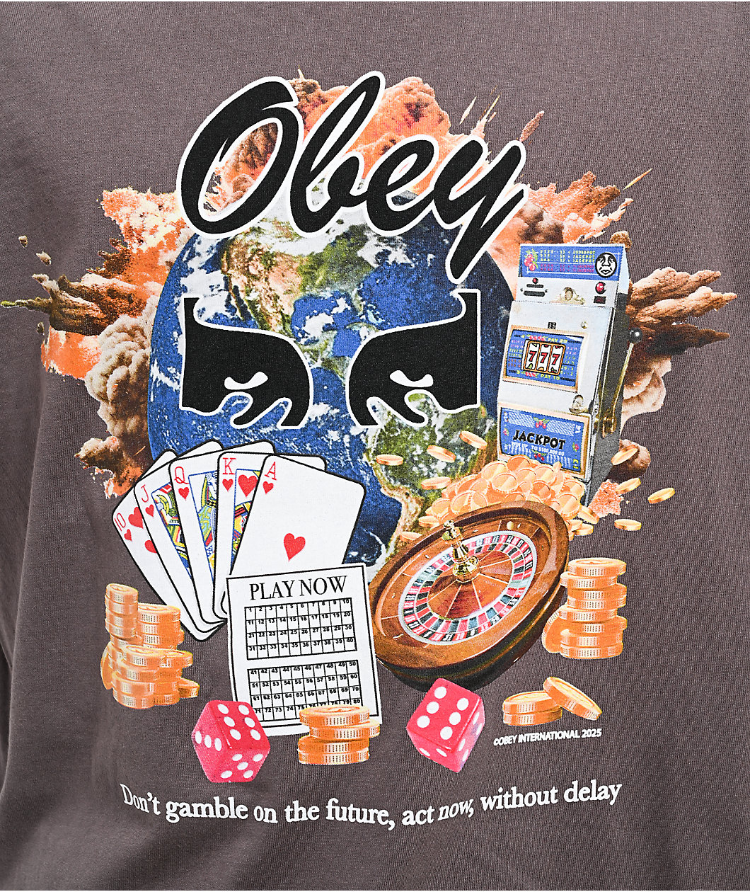 Obey Act Now Charcoal T-Shirt