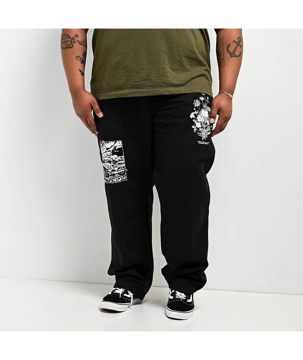 Obey Big Timer Black Double Knee Carpenter Pants