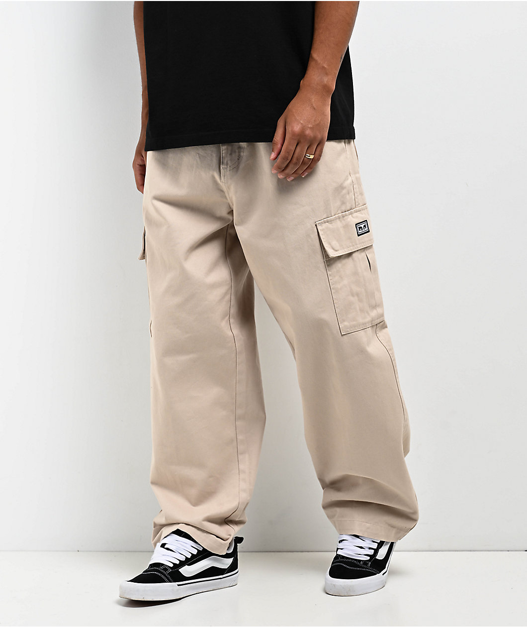 Obey Bigwig Baggy Twill Silver Grey Cargo Pants